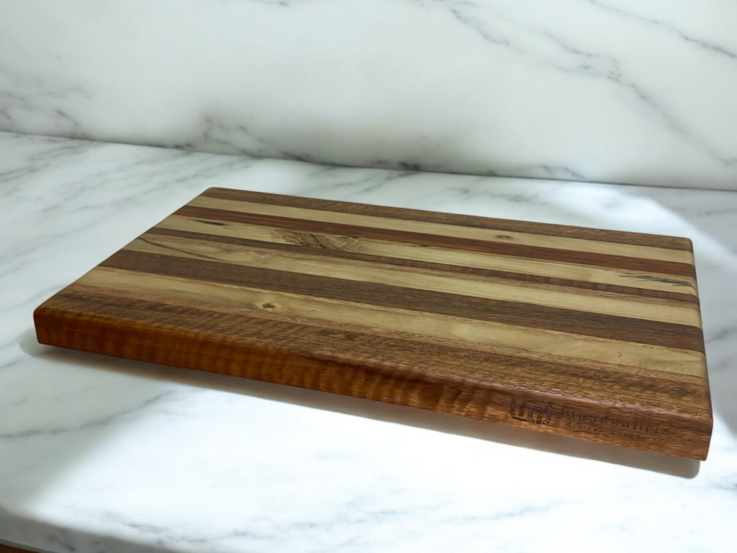 Rustic Harmony - Large Blackwood Chopping Board with Rosewood, Spotted Gum & Blackbutt
