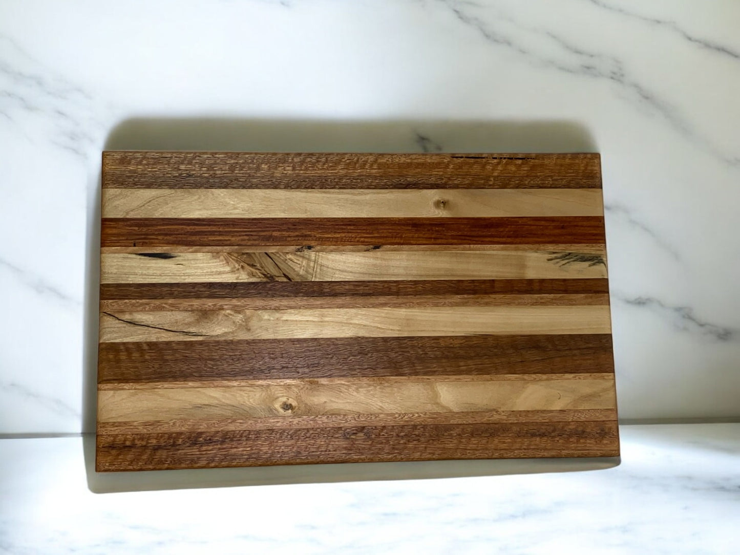 Rustic Harmony - Large Blackwood Chopping Board with Rosewood, Spotted Gum & Blackbutt