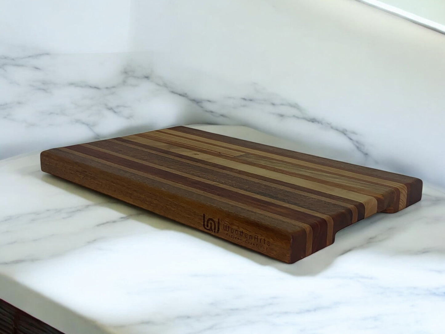 Rustic Harmony - Large Blackwood Chopping Board with Rosewood, Spotted Gum & Blackbutt