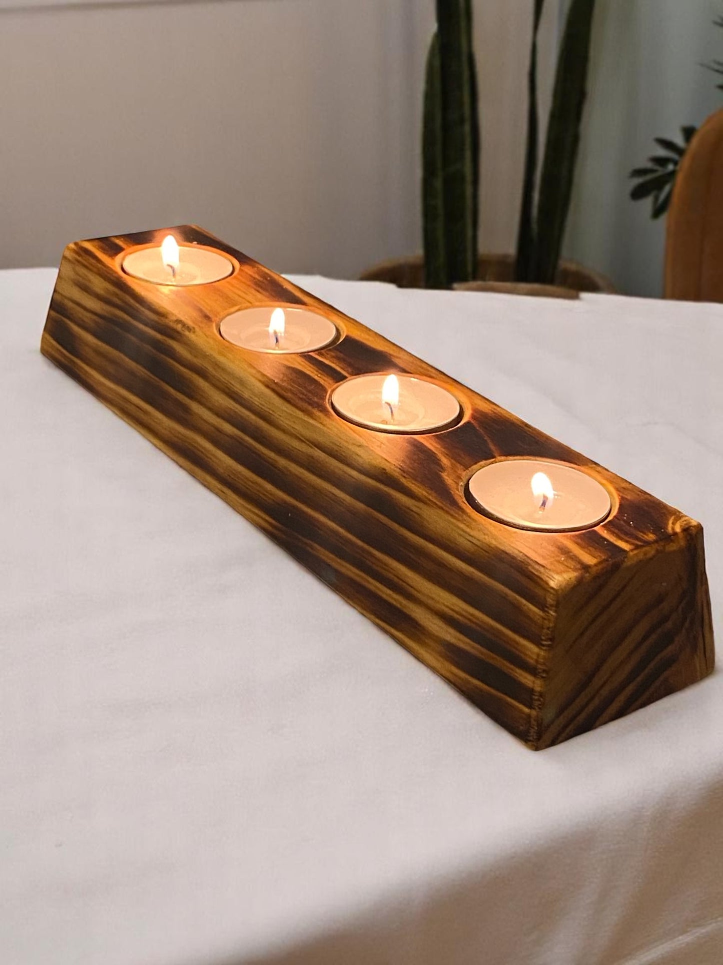 Pine Reversible Candle Holder - 4+3-Light Design