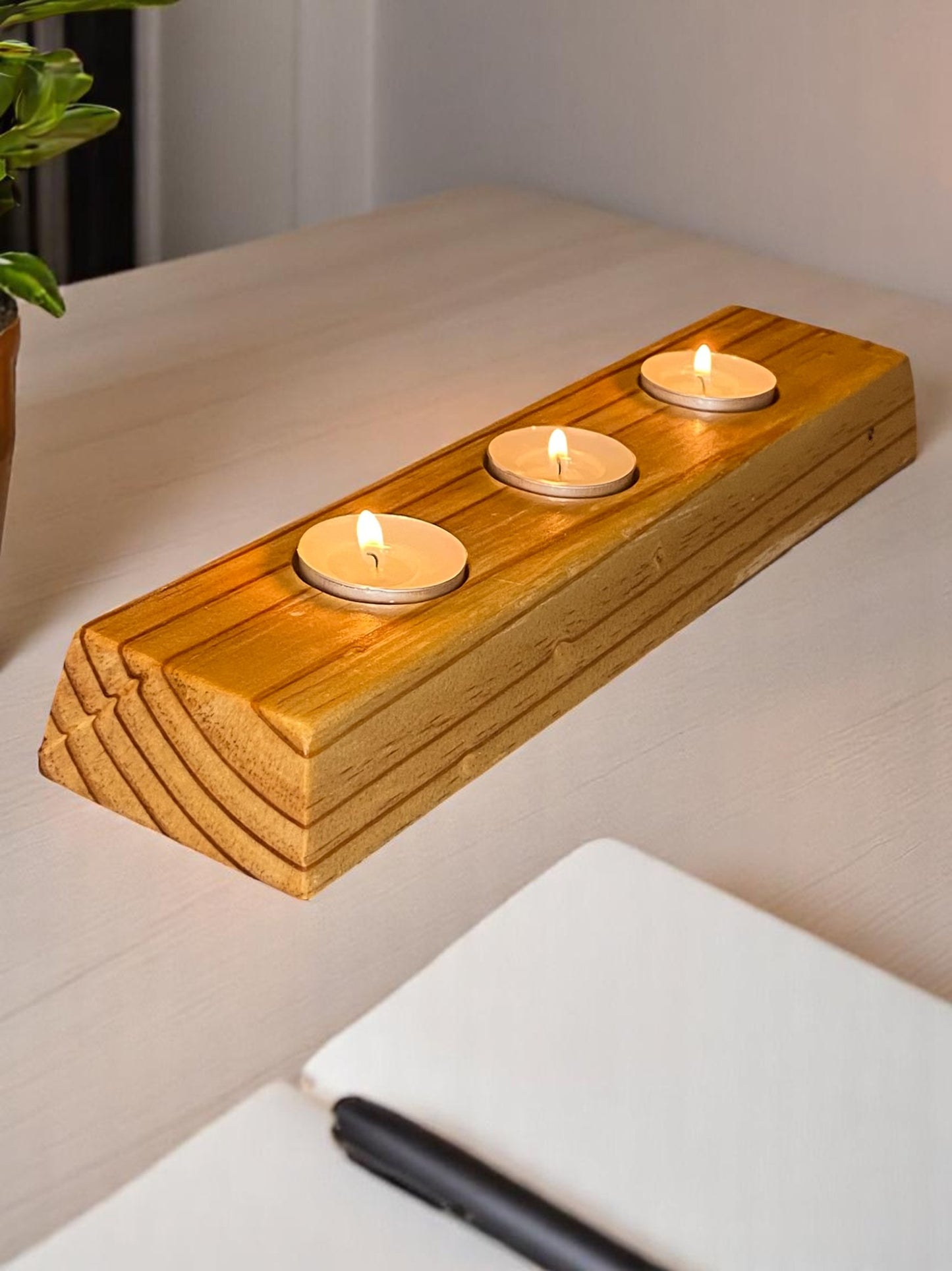 Pine Reversible Candle Holder - 4+3-Light Design