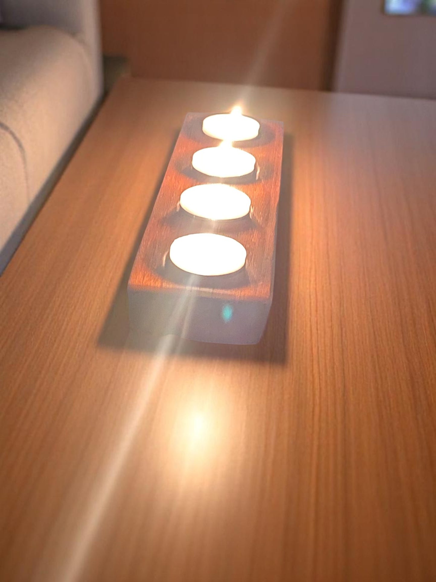 Hardwood Reversible Candle Holder - 4+3-Light Design