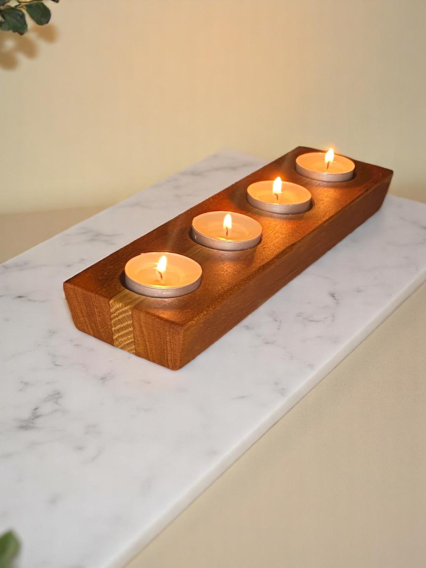 Hardwood Reversible Candle Holder - 4+3-Light Design