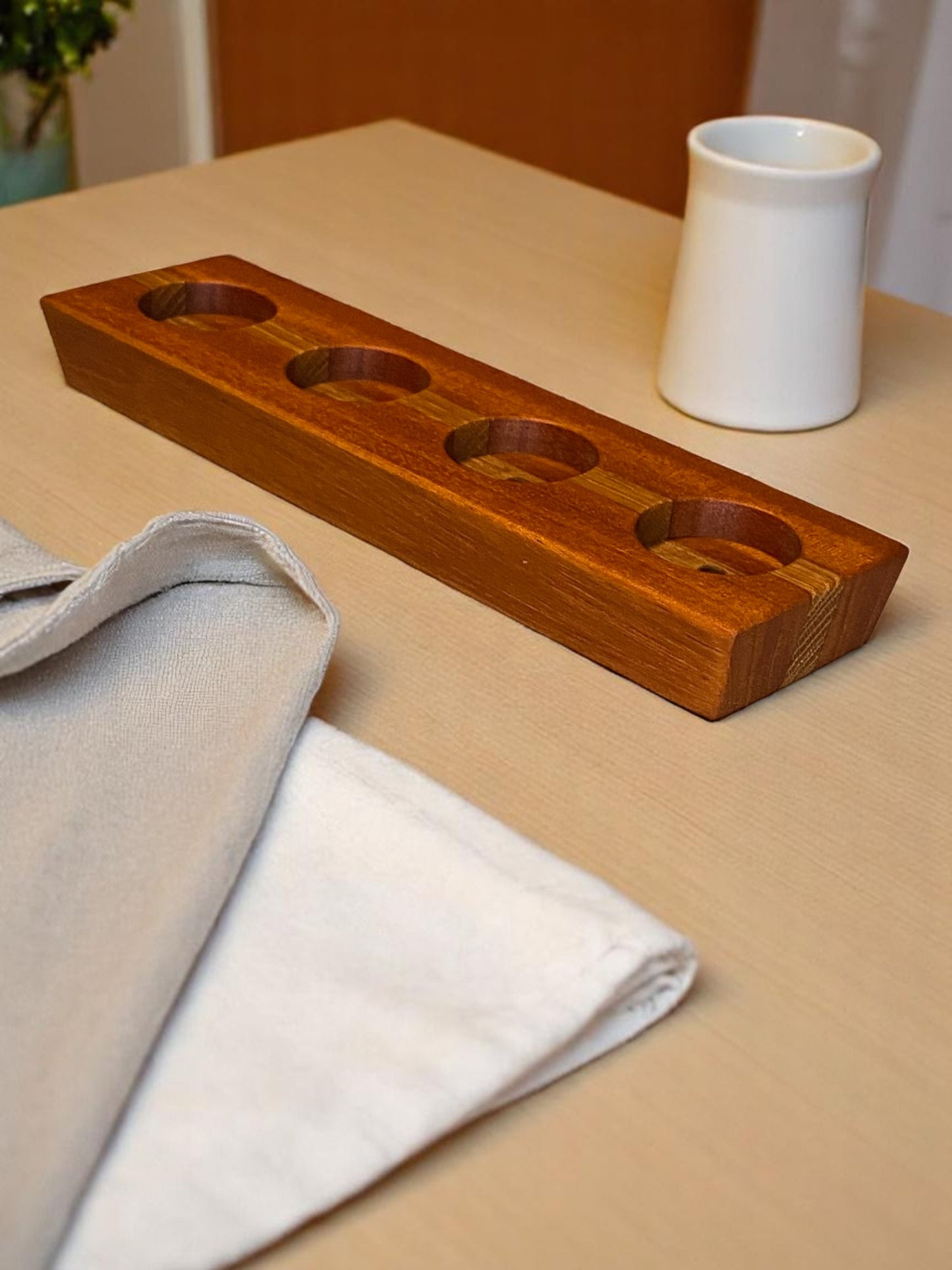 Hardwood Reversible Candle Holder - 4+3-Light Design