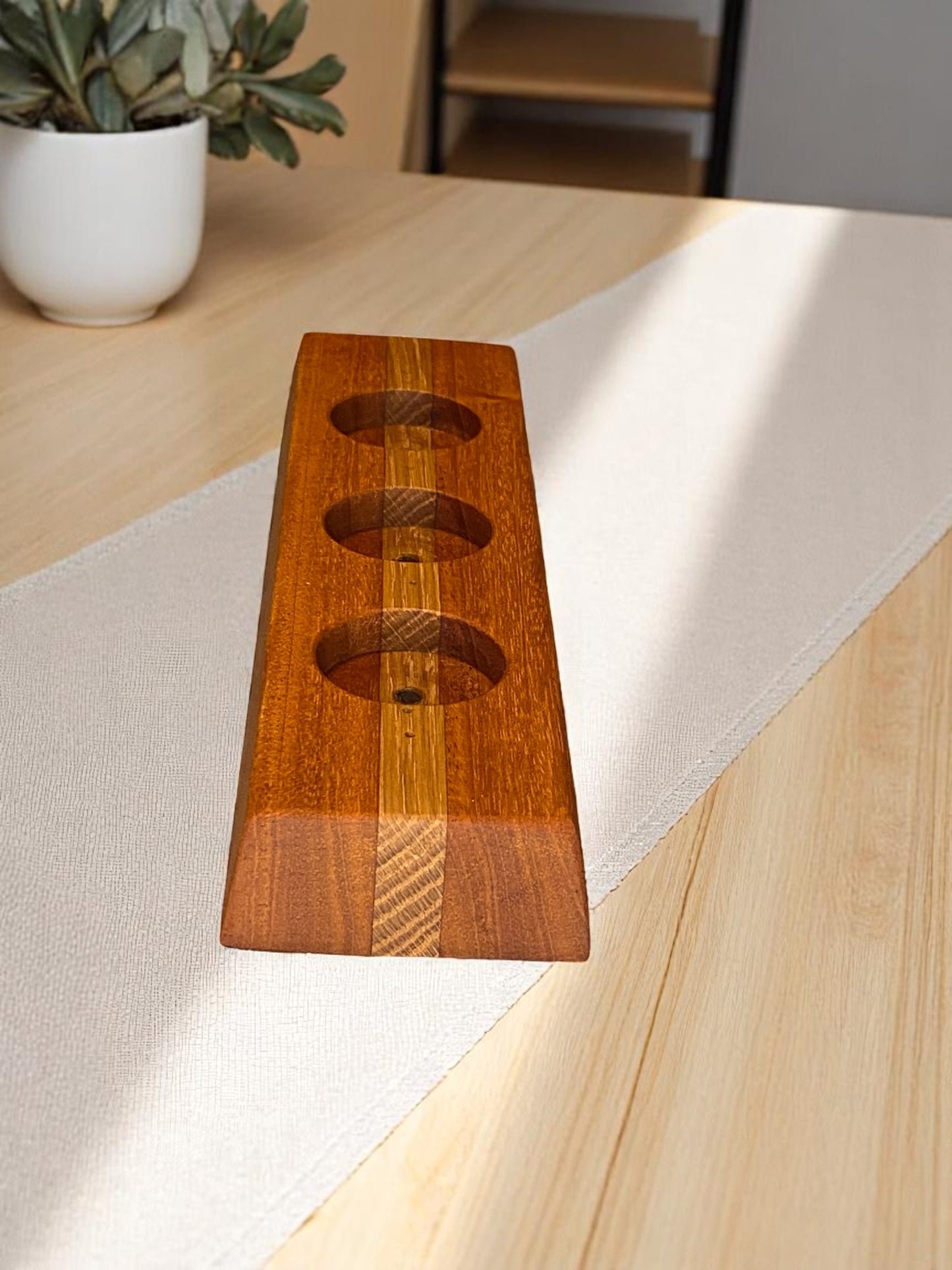 Hardwood Reversible Candle Holder - 4+3-Light Design