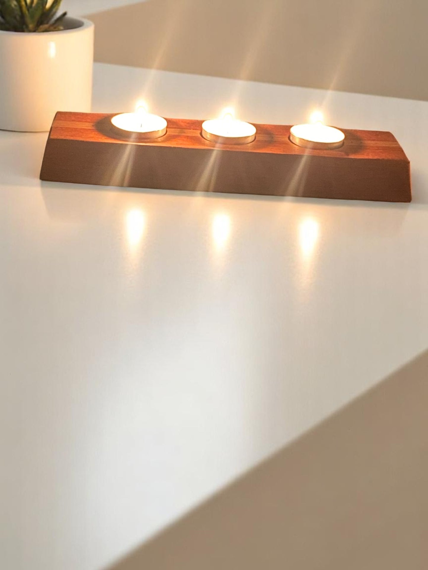 Hardwood Reversible Candle Holder - 4+3-Light Design