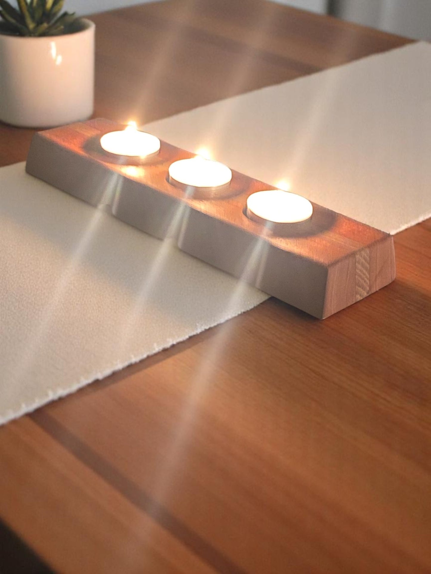 Hardwood Reversible Candle Holder - 4+3-Light Design