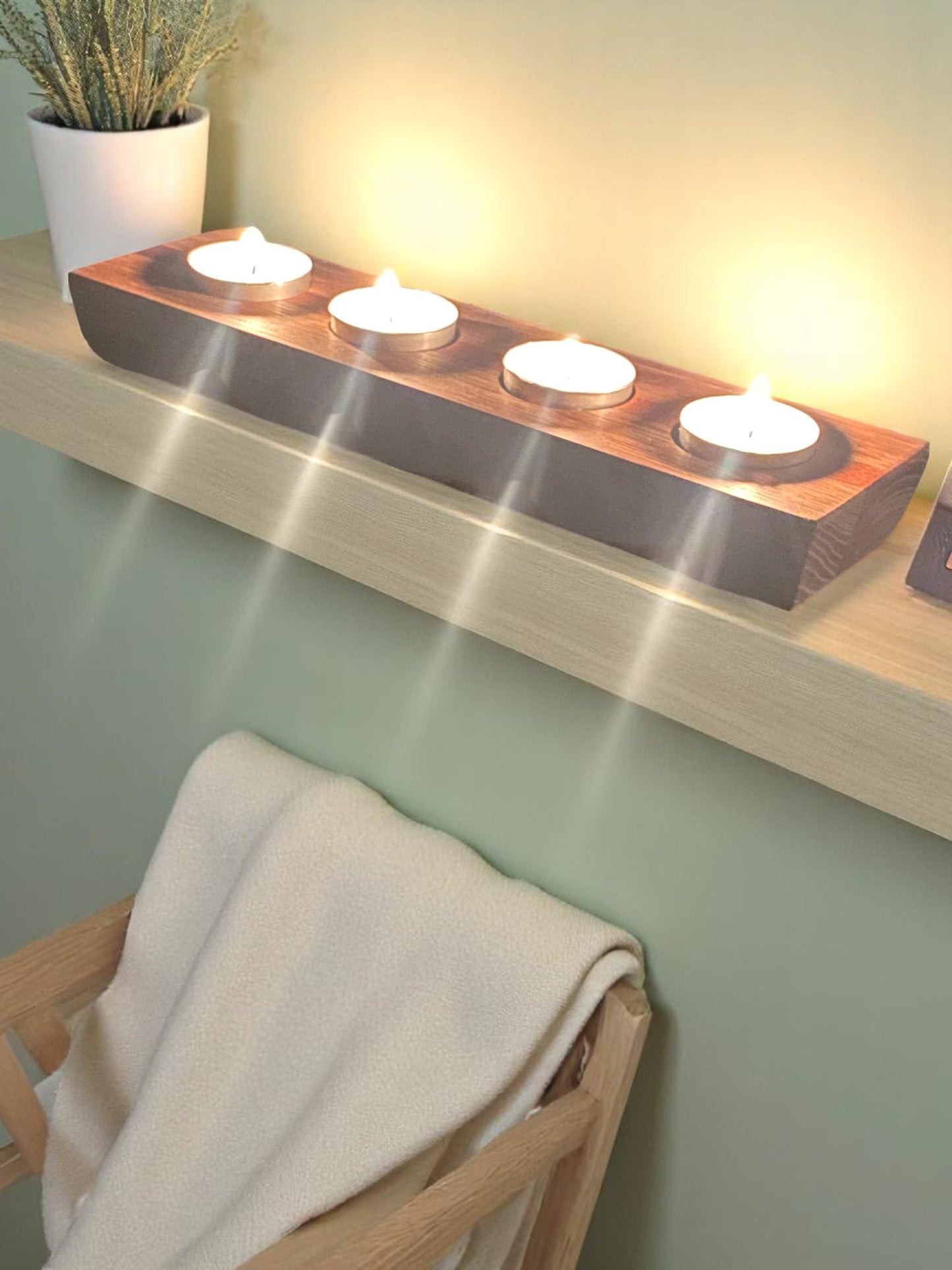 Hardwood Reversible Candle Holder - 4+3-Light Design