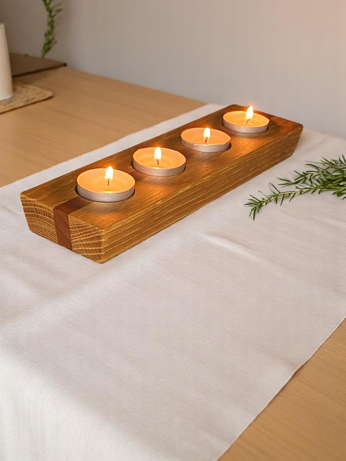 Hardwood Reversible Candle Holder - 4+3-Light Design