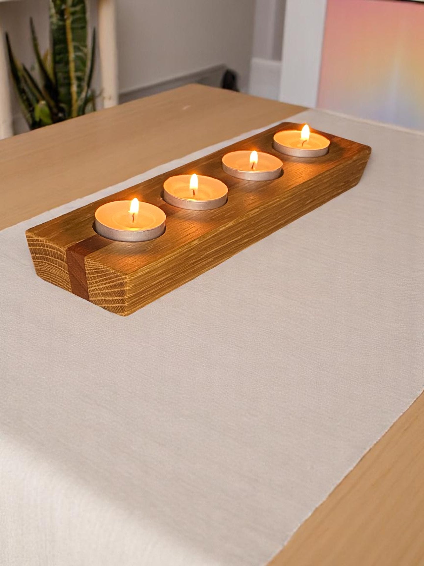 Hardwood Reversible Candle Holder - 4+3-Light Design