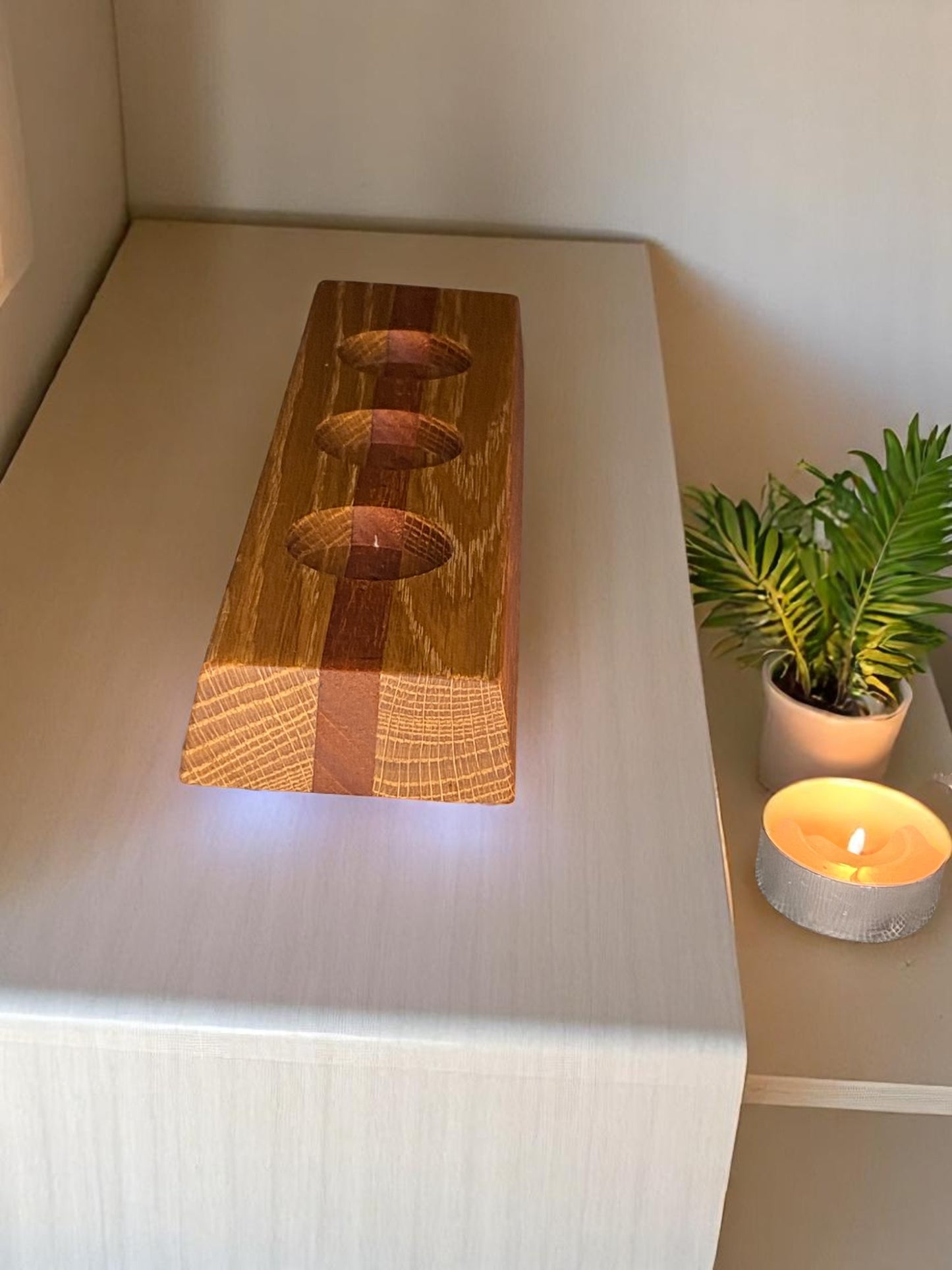 Hardwood Reversible Candle Holder - 4+3-Light Design