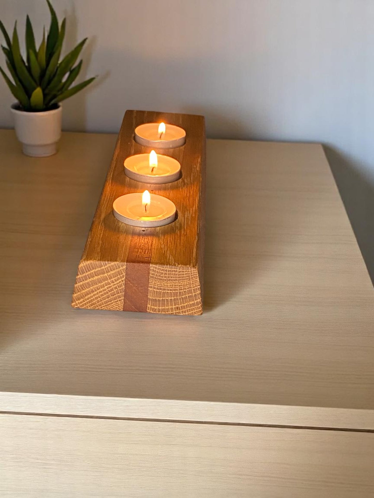 Hardwood Reversible Candle Holder - 4+3-Light Design
