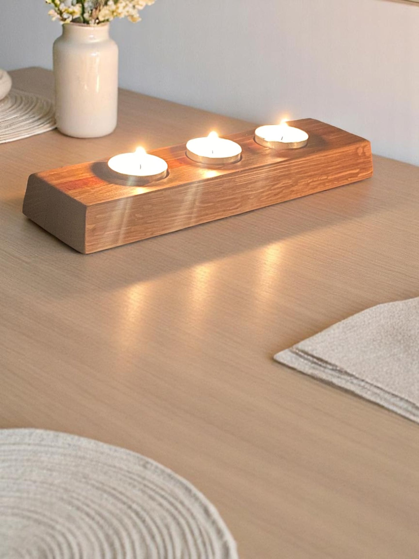 Hardwood Reversible Candle Holder - 4+3-Light Design