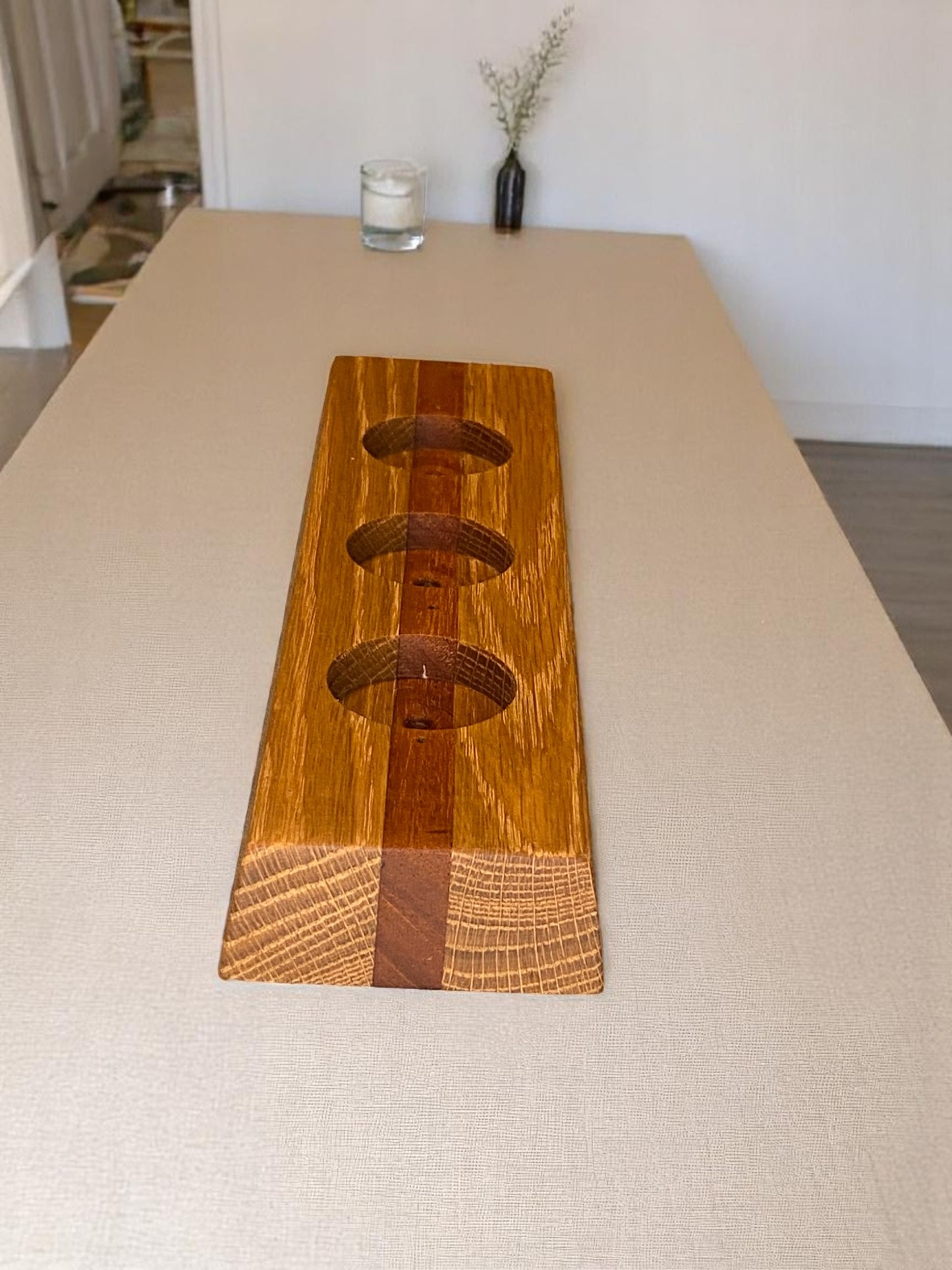 Hardwood Reversible Candle Holder - 4+3-Light Design