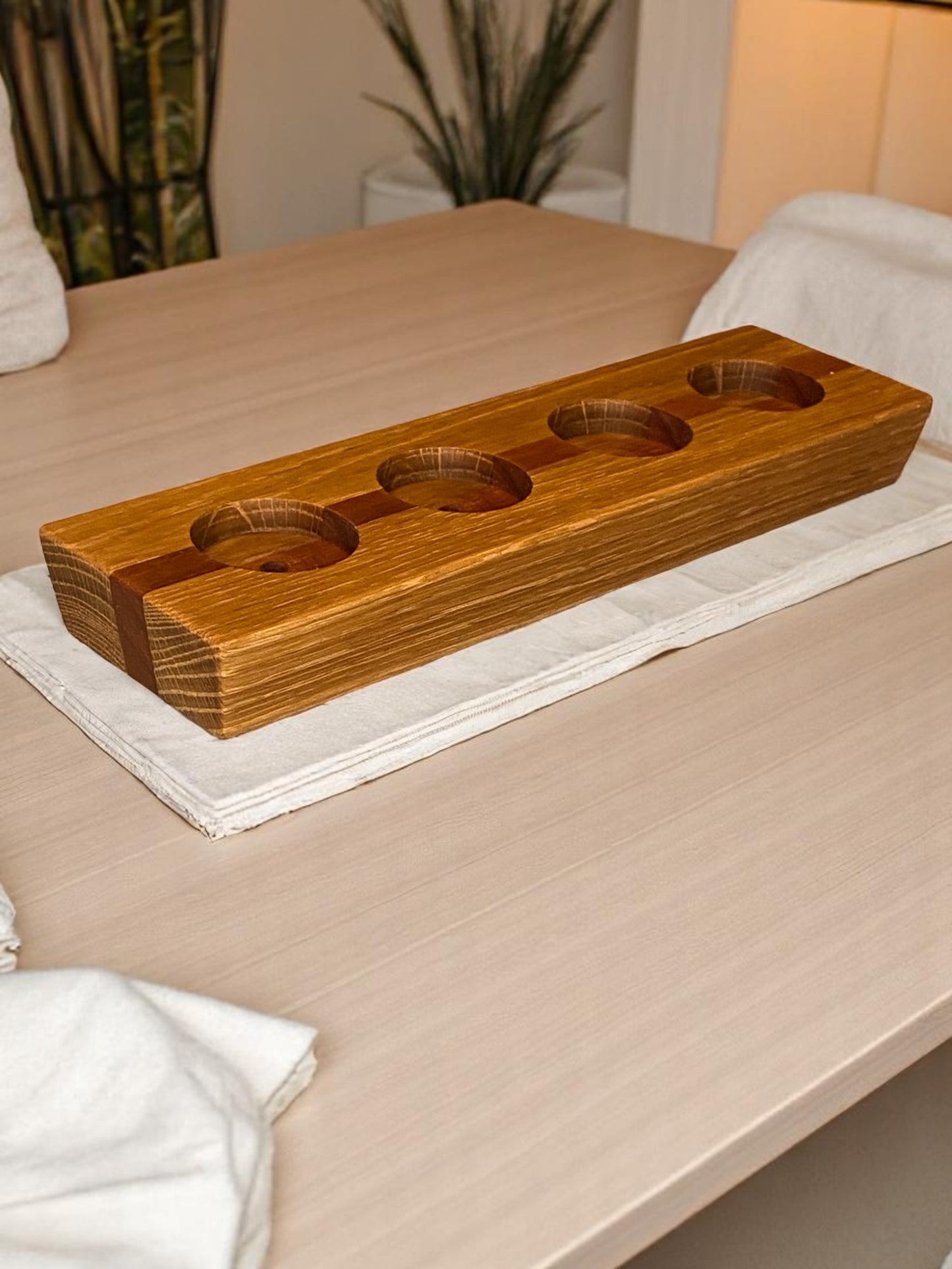 Hardwood Reversible Candle Holder - 4+3-Light Design