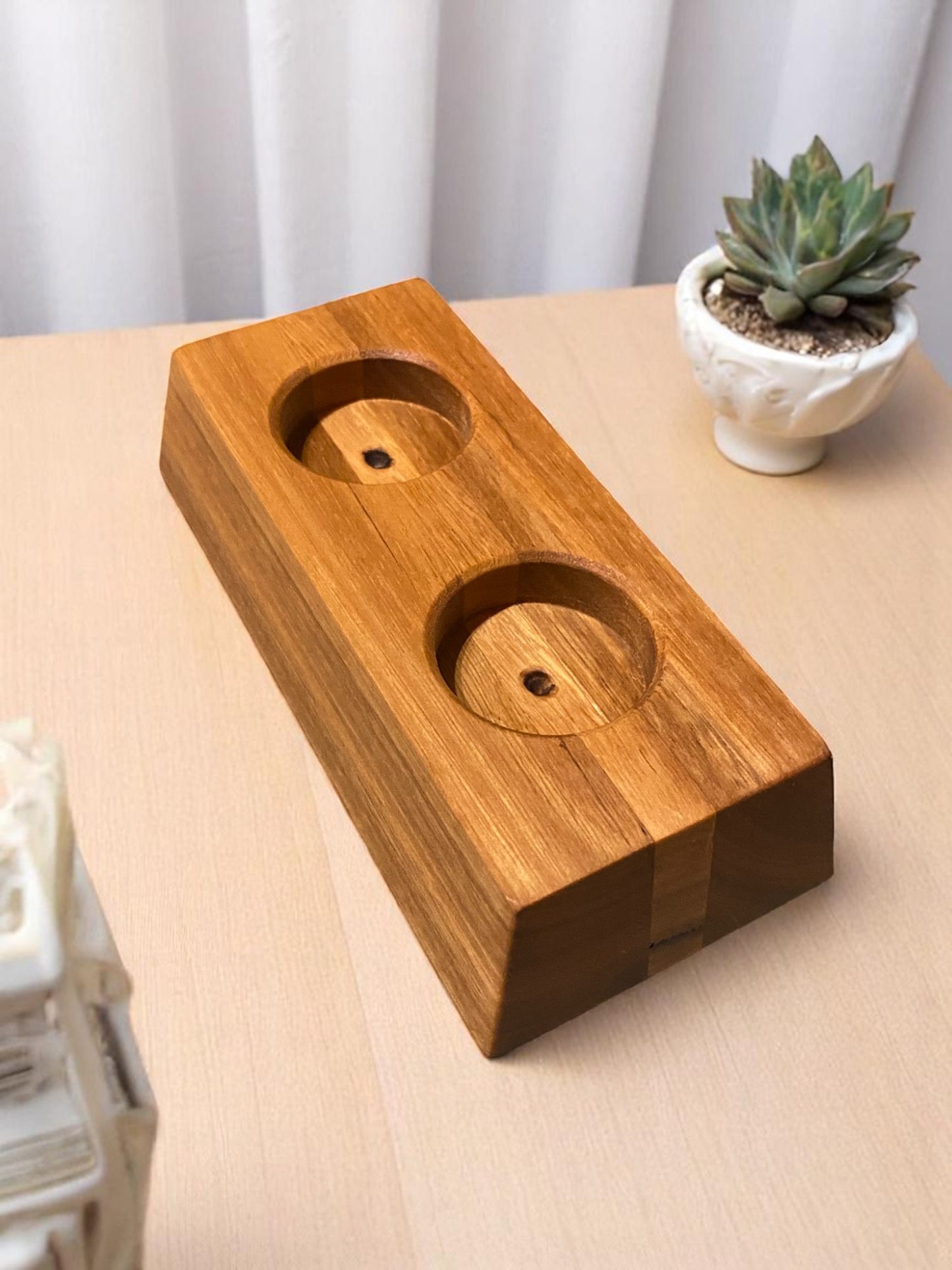 Hardwood Reversible Candle Holder - 3+2-Light Design