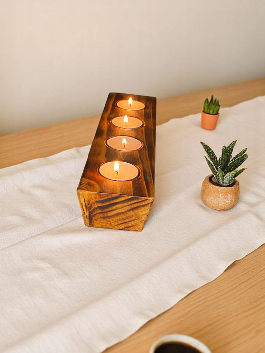 Pine Reversible Candle Holder - 4+3-Light Design