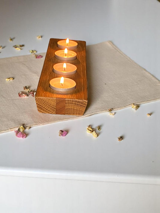 Hardwood Reversible Candle Holder - 4+3-Light Design
