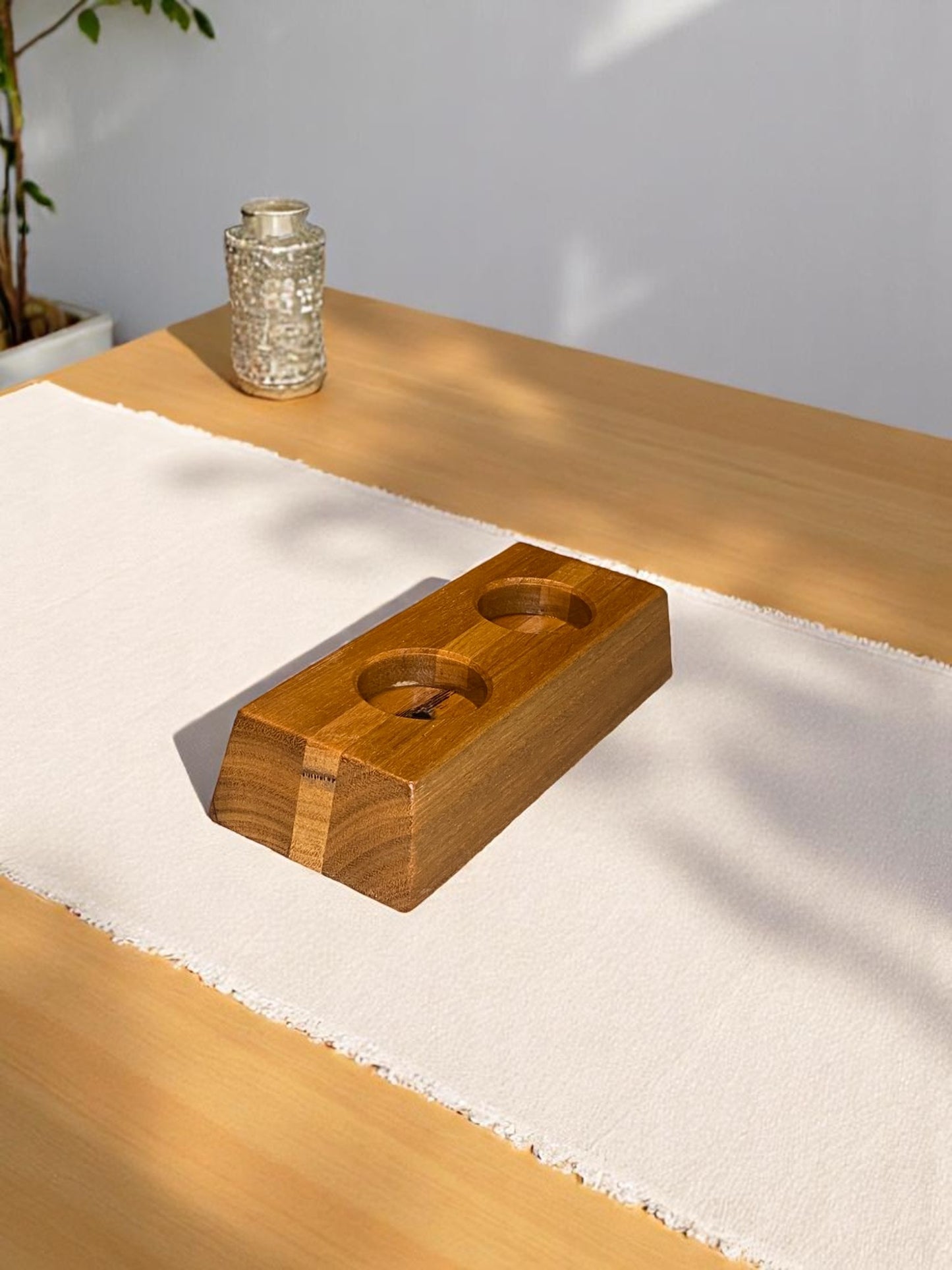 Hardwood Reversible Candle Holder - 3+2-Light Design