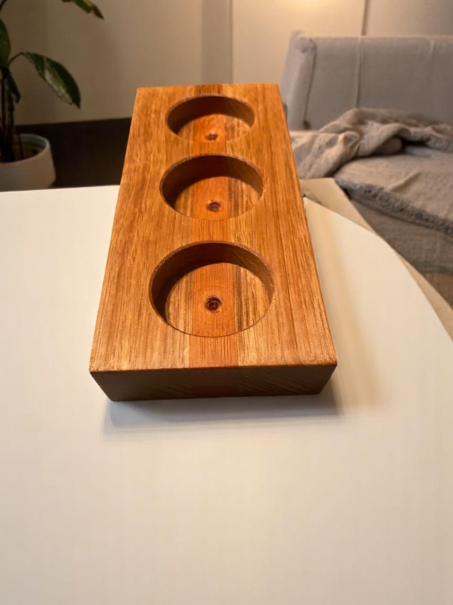 Hardwood Reversible Candle Holder - 3+2-Light Design