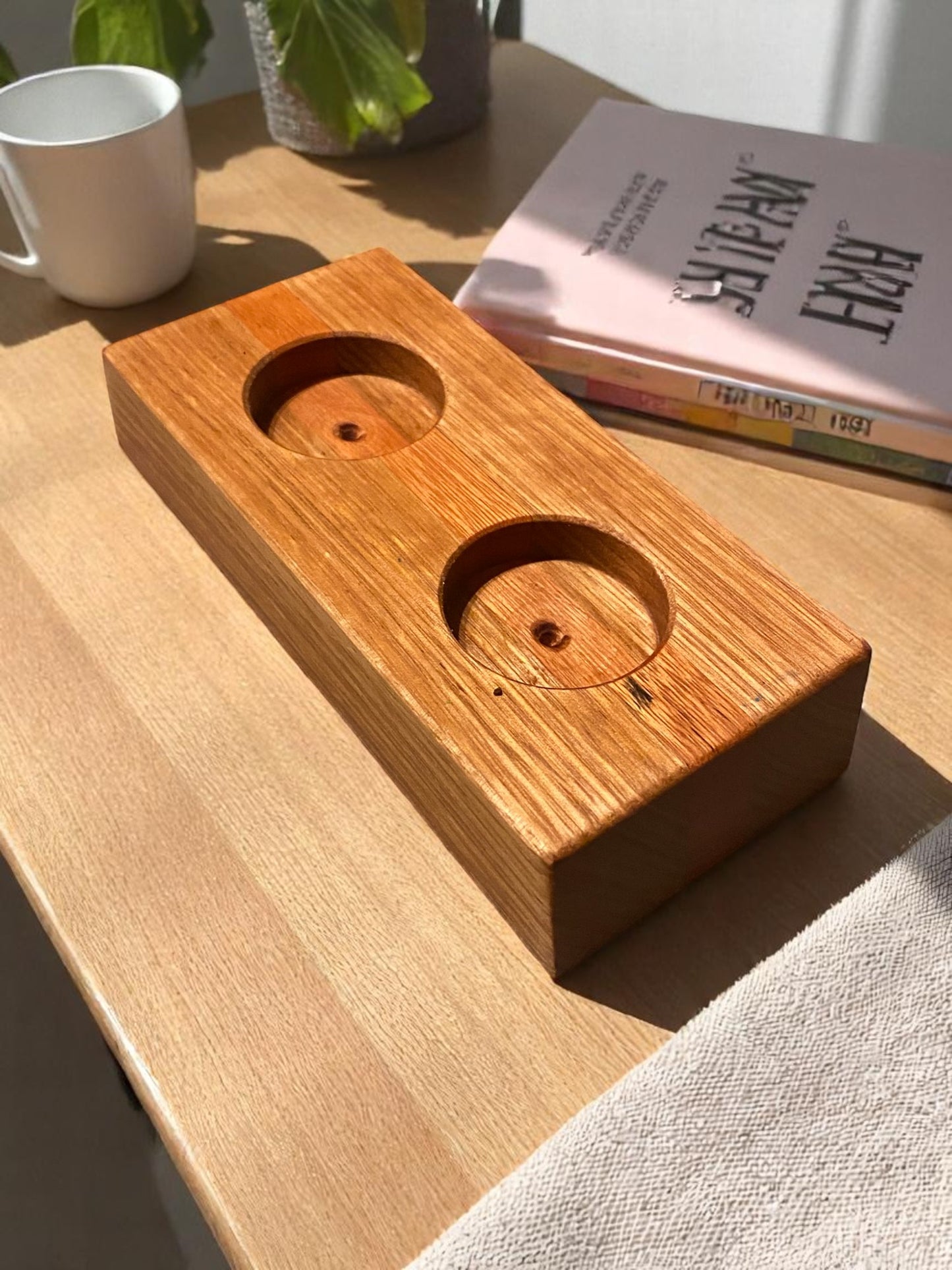 Hardwood Reversible Candle Holder - 3+2-Light Design