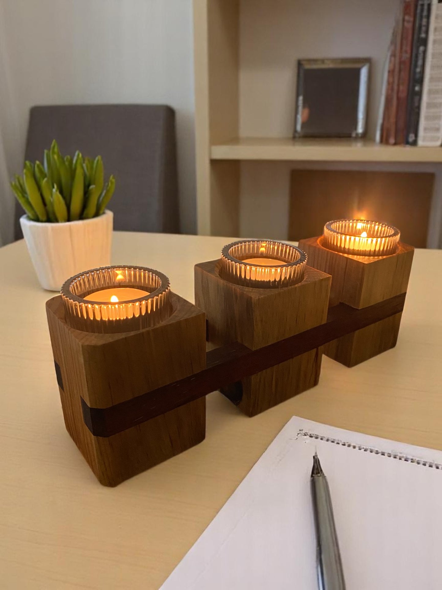Three towers candle holder