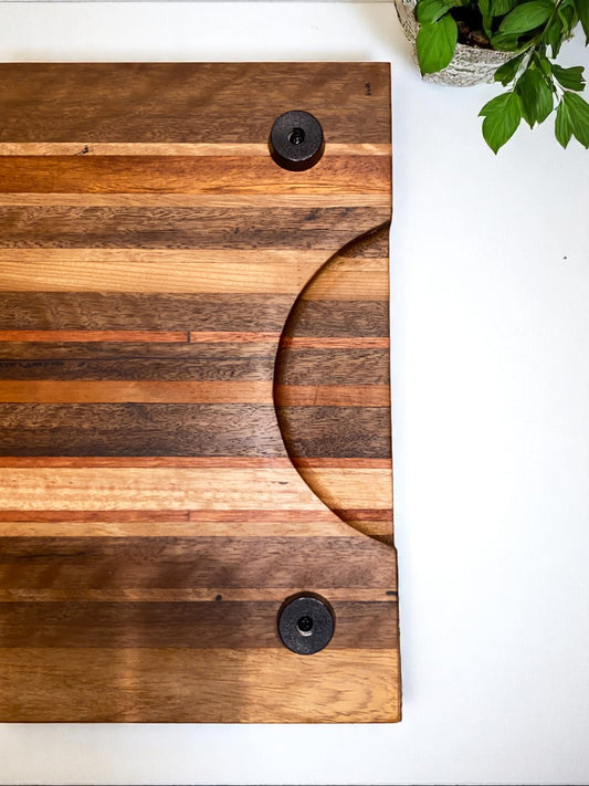The Terra - Medium Blackwood Chopping Board with Rosewood & Blackbutt Accents